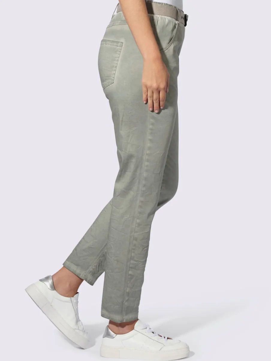 Pantalon délavé à taille élastique avec ceinture et poches