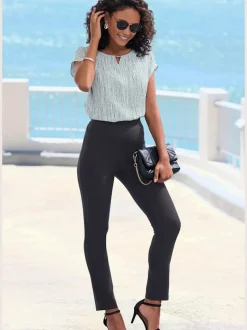 Pantalon doux à bords-côtes et taille élastique ajustable