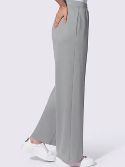 Pantalon droit en sweat avec ceinture élastique et poches