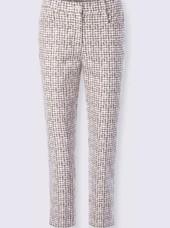 Pantalon droit à imprimé géométrique avec poches et fentes latérales