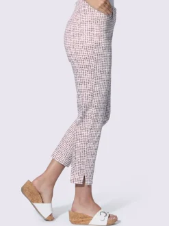 Pantalon droit à imprimé géométrique avec poches et fentes latérales