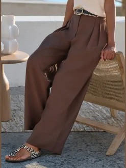 Pantalon d'été chic avec pinces et poches latérales
