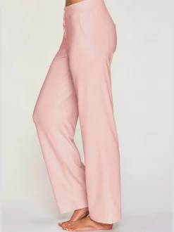 Pantalon détente en matière douce avec jambes droites et patte de boutonnage