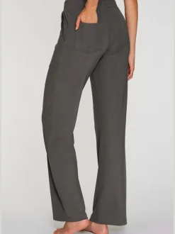Pantalon détente en matière douce avec jambes droites et patte de boutonnage