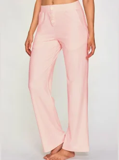 Pantalon détente en matière douce avec jambes droites et patte de boutonnage