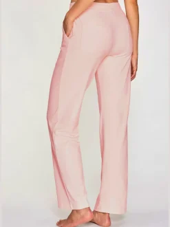 Pantalon détente en matière douce avec jambes droites et patte de boutonnage