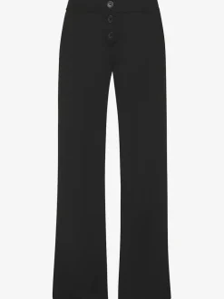 Pantalon détente en matière douce avec jambes droites et patte de boutonnage