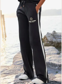 Pantalon détente large avec ceinture élastique et rayures latérales