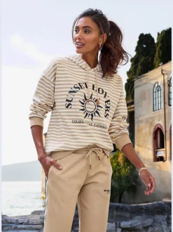 Pantalon détente large avec ceinture élastique et rayures latérales