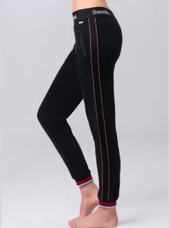 Pantalon détente rayé avec poches et bords-côtes