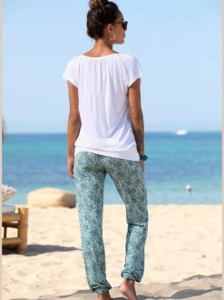Pantalon d'été en viscose avec élastique et poches