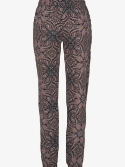 Pantalon d'été imprimé avec ceinture smockée et jambes droites
