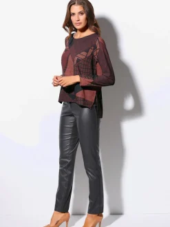 Pantalon effet enduit à quatre poches et passants