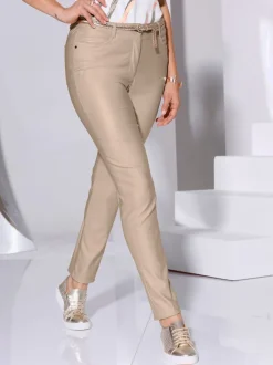 Pantalon effet enduit à quatre poches et passants