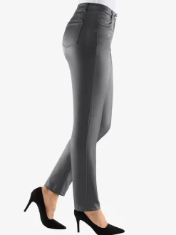 Pantalon effet enduit à quatre poches et passants