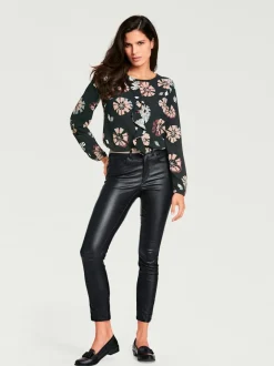 Pantalon effet ventre plat avec coupe skinny et brillance raffinée
