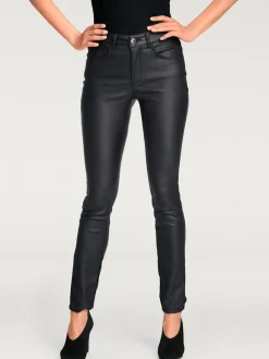 Pantalon effet ventre plat avec coupe skinny et brillance raffinée