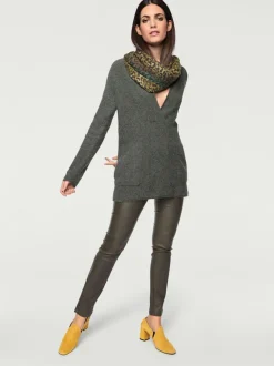 Pantalon effet ventre plat avec coupe skinny et brillance raffinée
