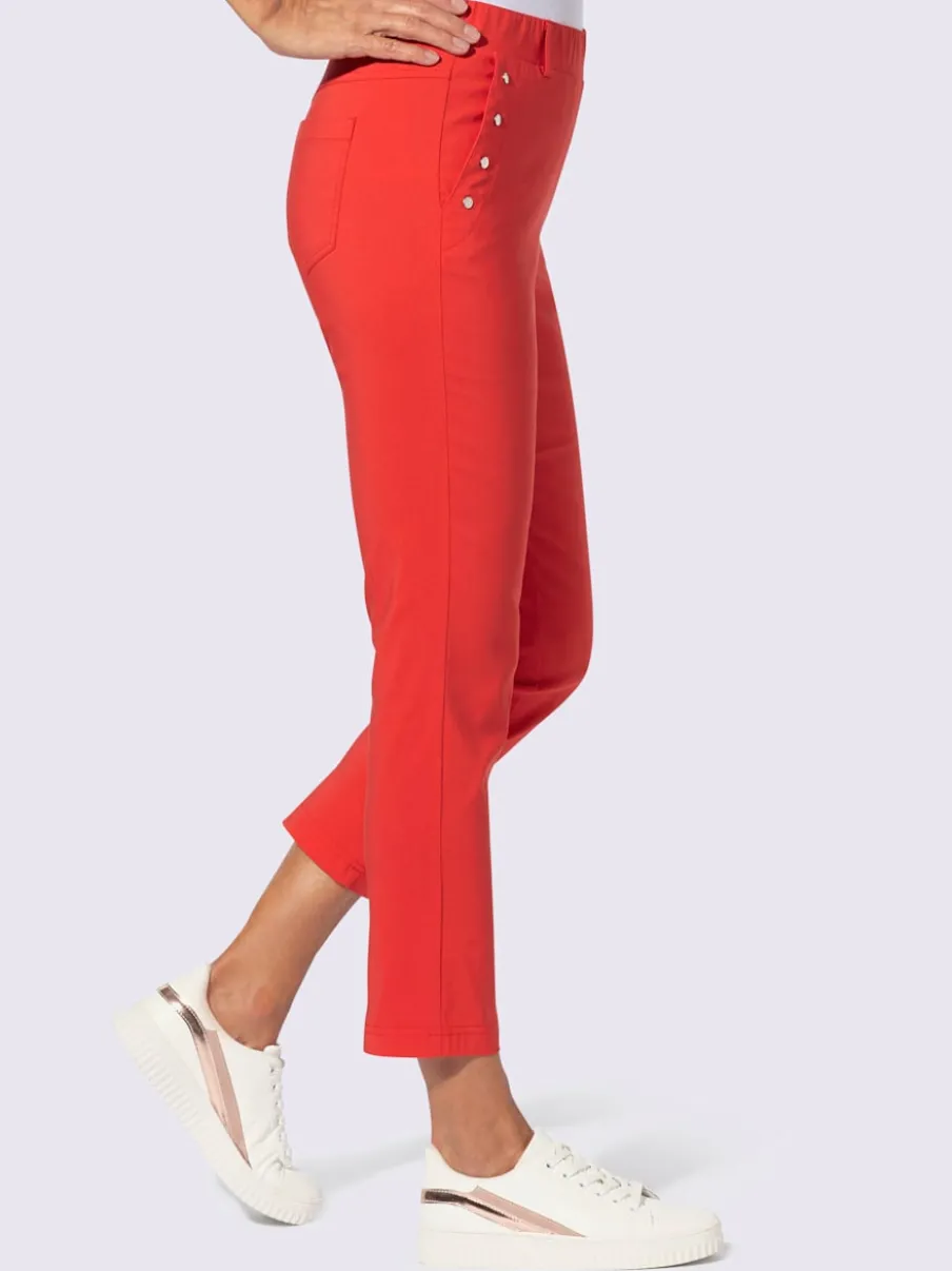 Pantalon en bengaline 7/8 avec ceinture élastique et poches argent