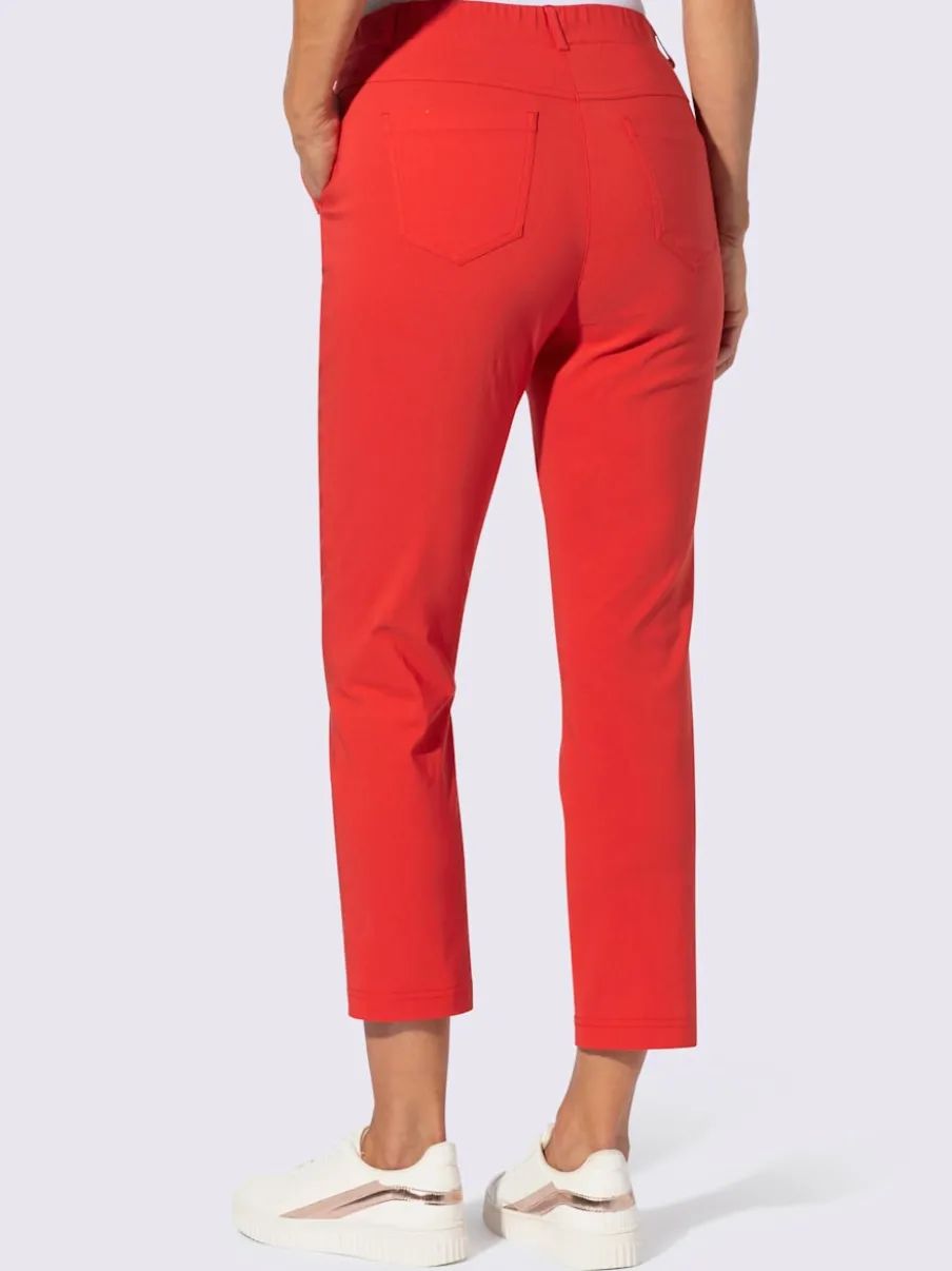 Pantalon en bengaline 7/8 avec ceinture élastique et poches argent