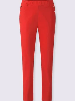 Pantalon en bengaline 7/8 avec ceinture élastique et poches argent