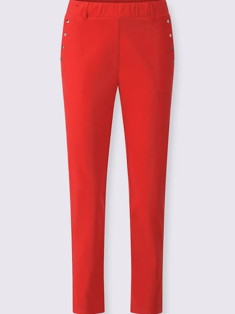 Pantalon en bengaline 7/8 avec ceinture élastique et poches argent