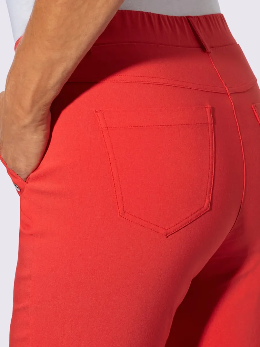 Pantalon en bengaline 7/8 avec ceinture élastique et poches argent