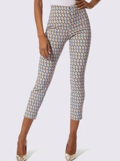 Pantalon en bengaline à motif graphique très extensible et ceinture élastique intégrée