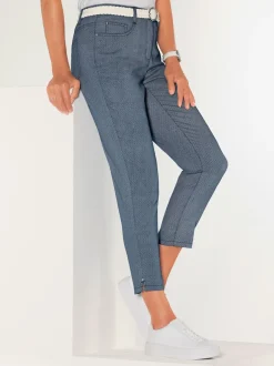 Pantalon 7/8 en coton à 5 poches et détails rivetés