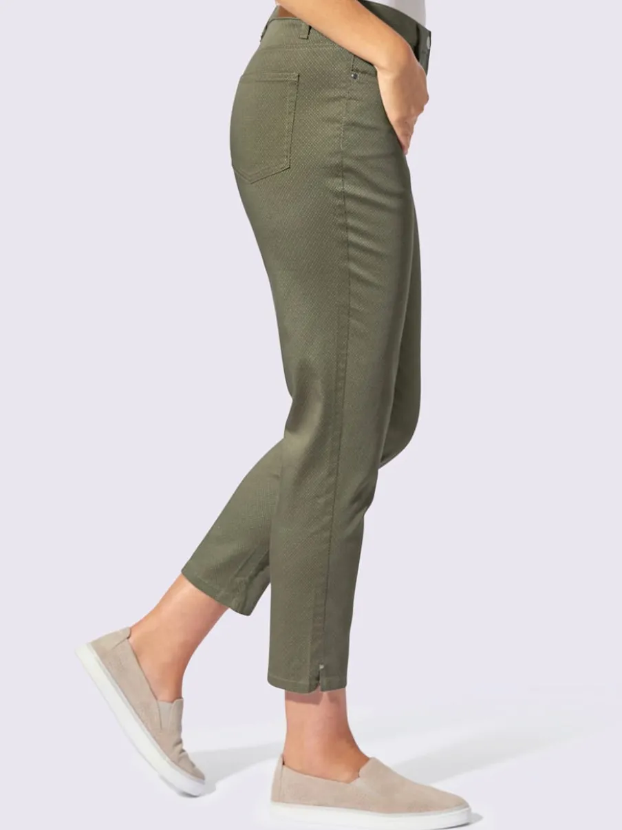Pantalon 7/8 en coton à 5 poches et détails rivetés