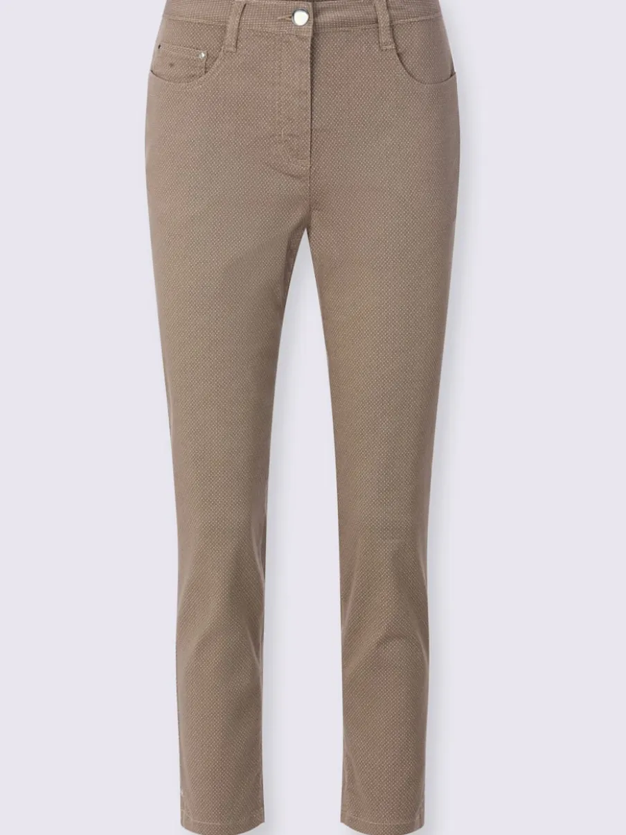 Pantalon 7/8 en coton à 5 poches et détails rivetés