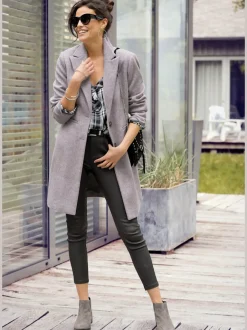 Pantalon en imitation cuir skinny avec poches décoratives et ceinture à glissière