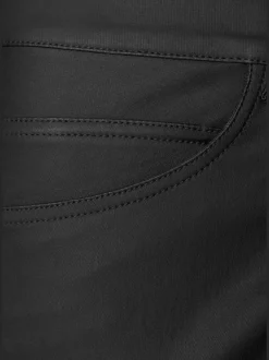 Pantalon en imitation cuir skinny avec poches décoratives et ceinture à glissière