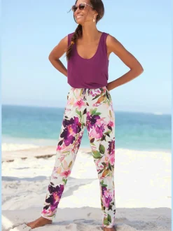 Pantalon en jersey avec ceinture élastique et poches fendues