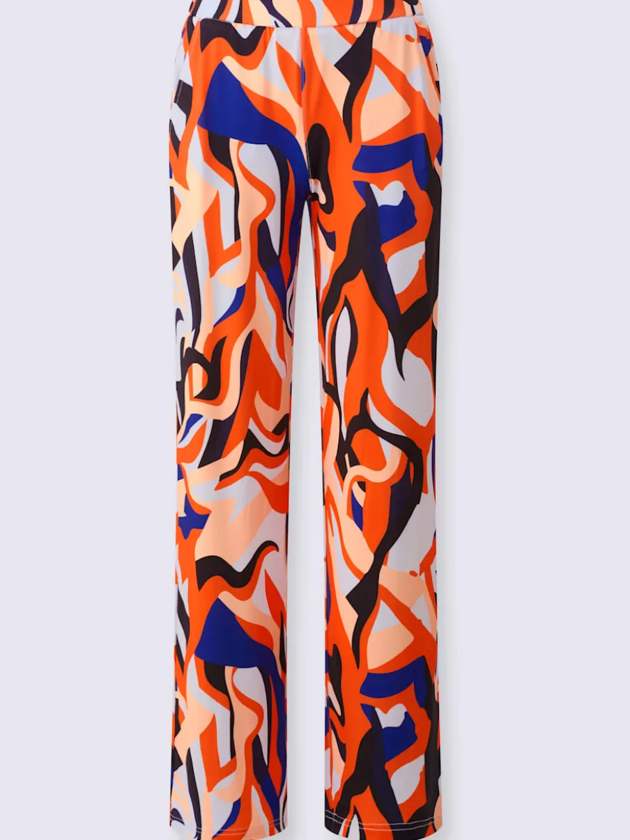 Pantalon en jersey avec motif graphique et poches latérales