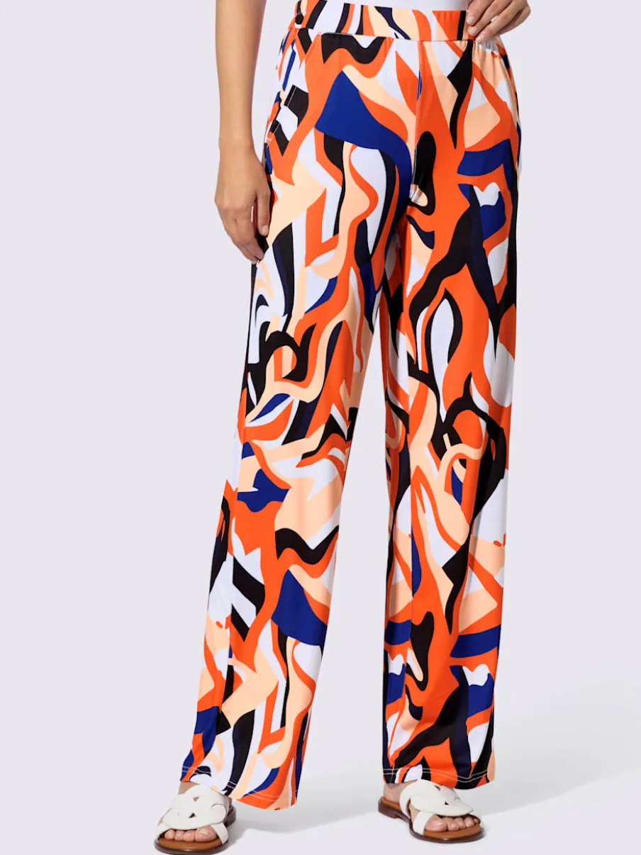 Pantalon en jersey avec motif graphique et poches latérales