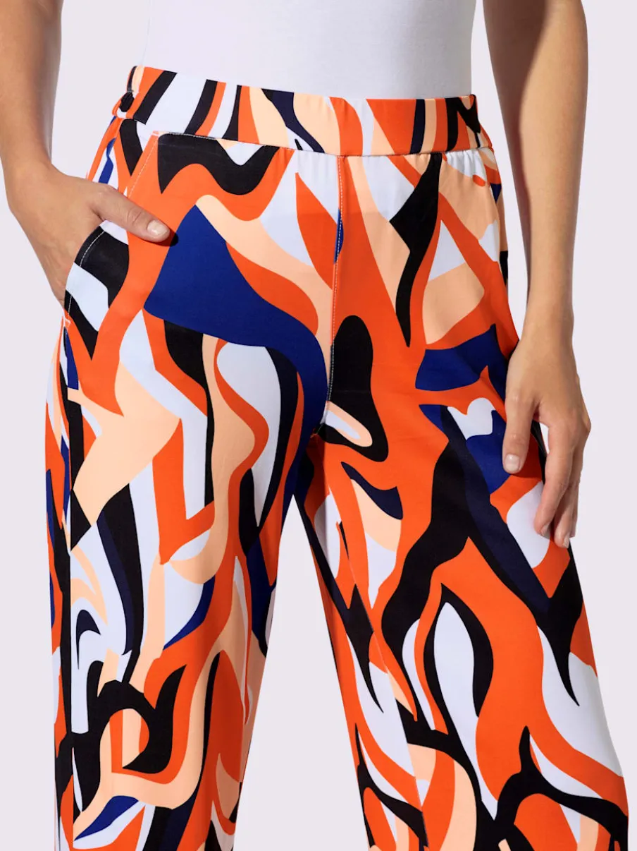 Pantalon en jersey avec motif graphique et poches latérales