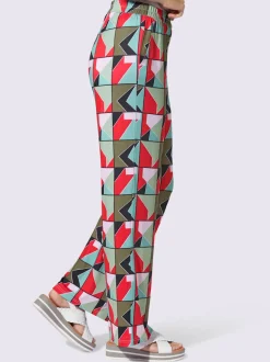 Pantalon en jersey avec motif géométrique et poches latérales