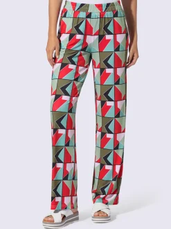 Pantalon en jersey avec motif géométrique et poches latérales