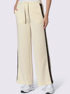 Pantalon en jersey avec rayures contrastées et poches latérales