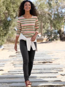 Pantalon en jersey empiècement affinant le long des coutures latérales