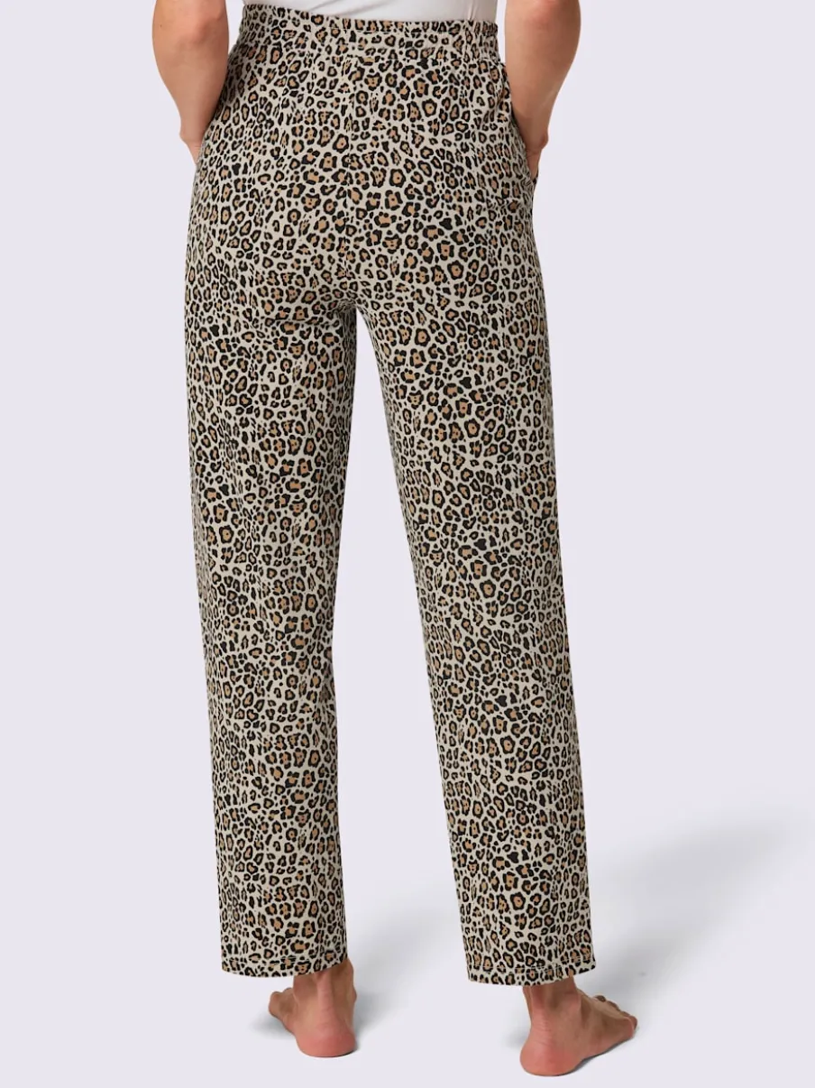 Pantalon en jersey fin avec imprimé animal et ceinture douce