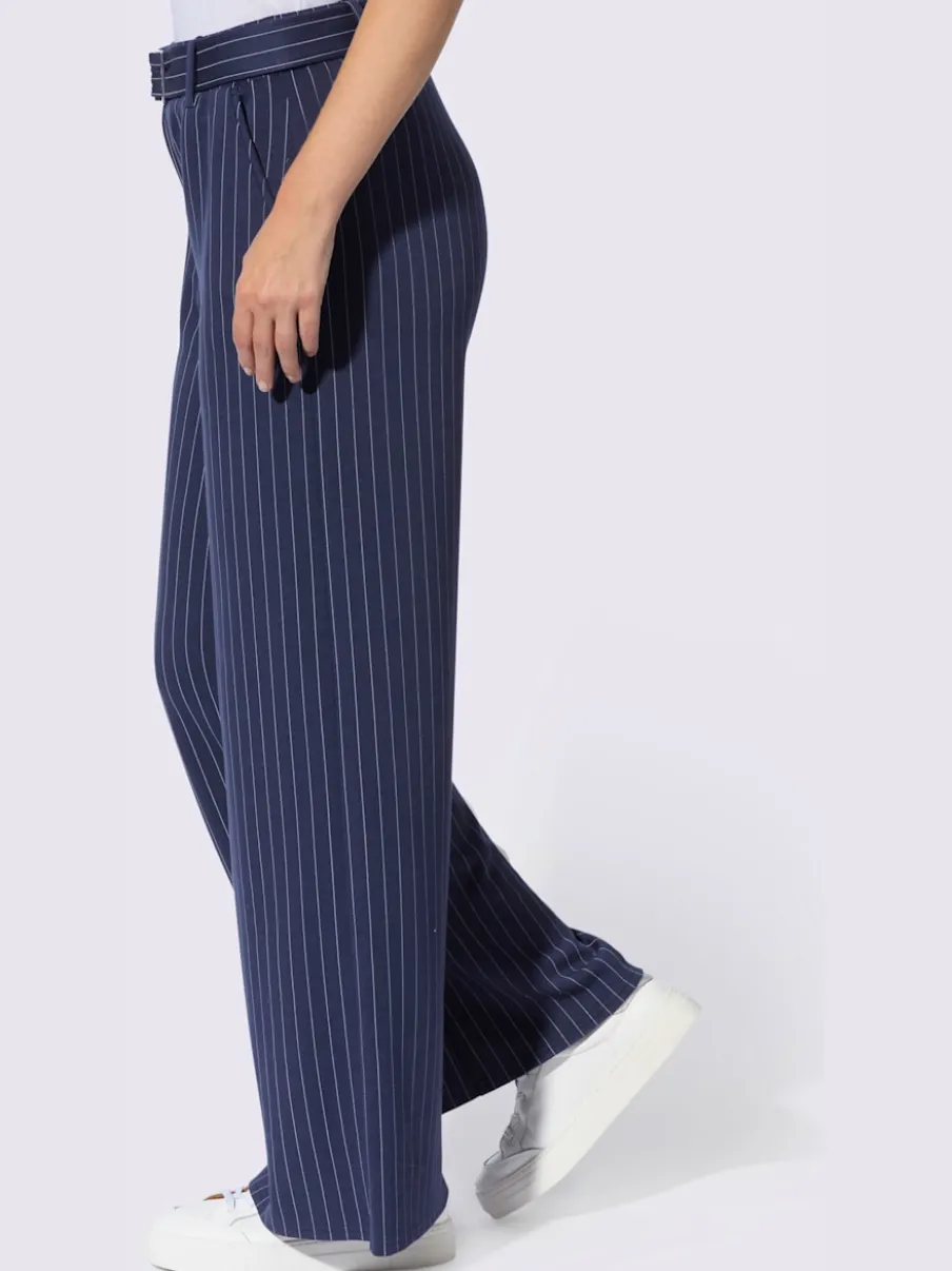 Pantalon en jersey fines rayures classiques