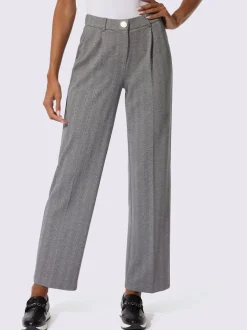 Pantalon en jersey à motif chevron avec jambes larges
