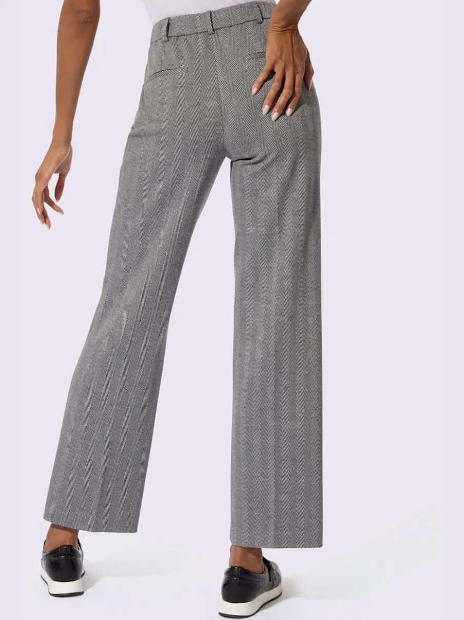 Pantalon en jersey à motif chevron avec jambes larges