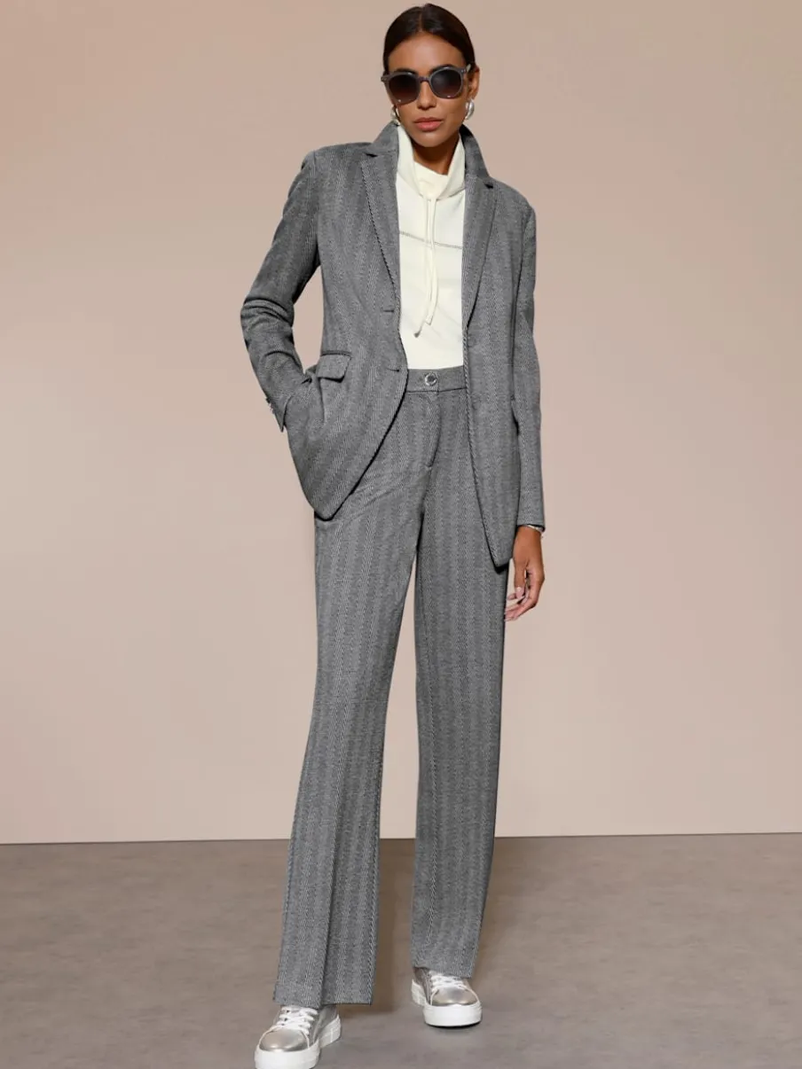 Pantalon en jersey à motif chevron avec jambes larges