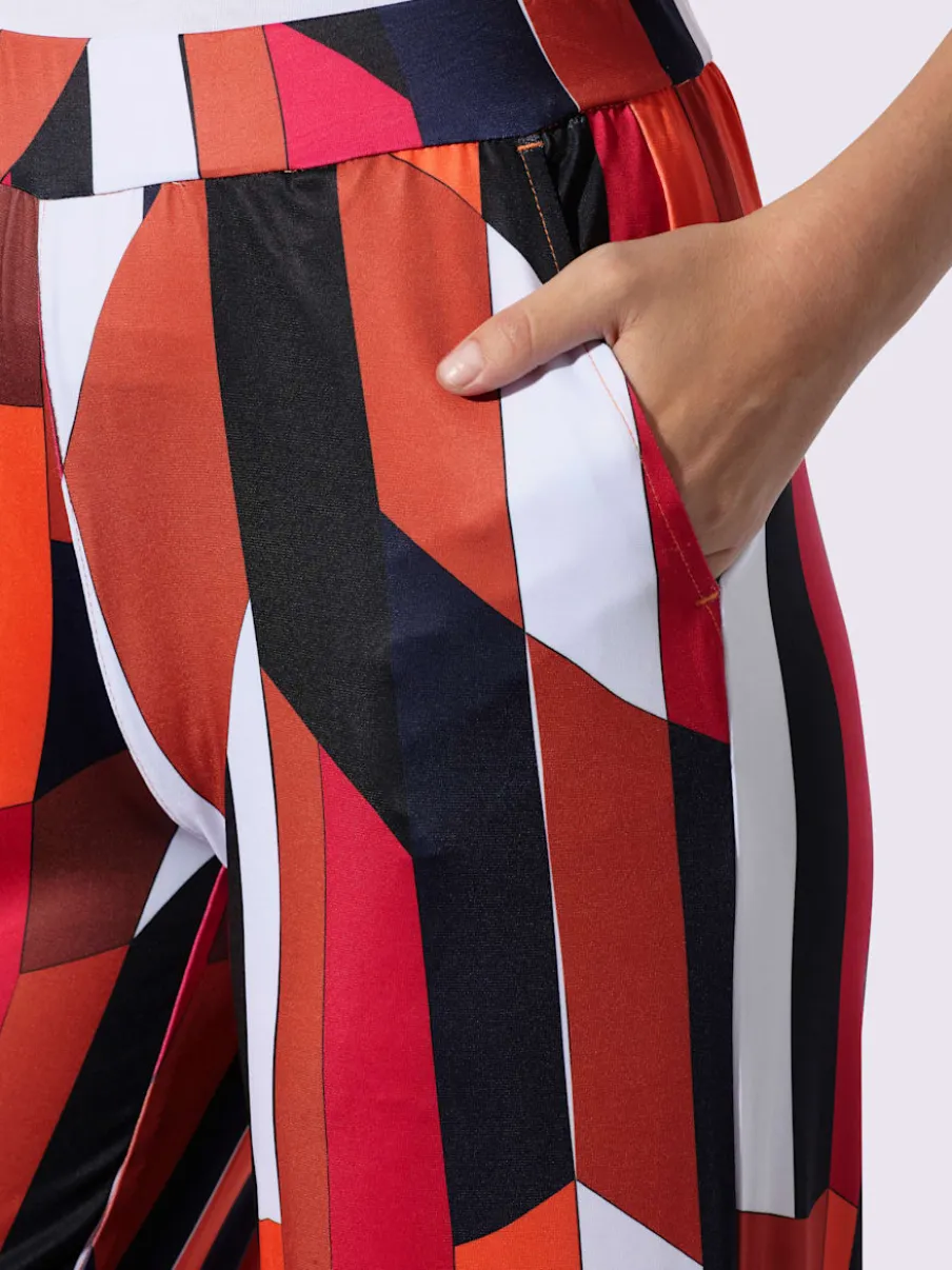 Pantalon en jersey à motif géométrique avec ceinture élastique et poches