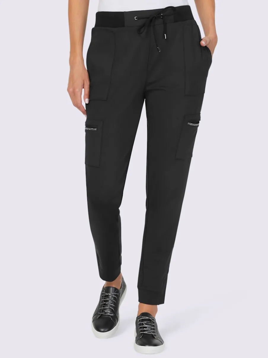 Pantalon en jersey style jogging avec ceinture et poches plaquées