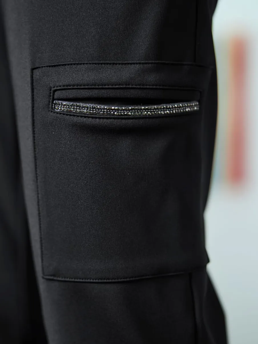 Pantalon en jersey style jogging avec ceinture et poches plaquées