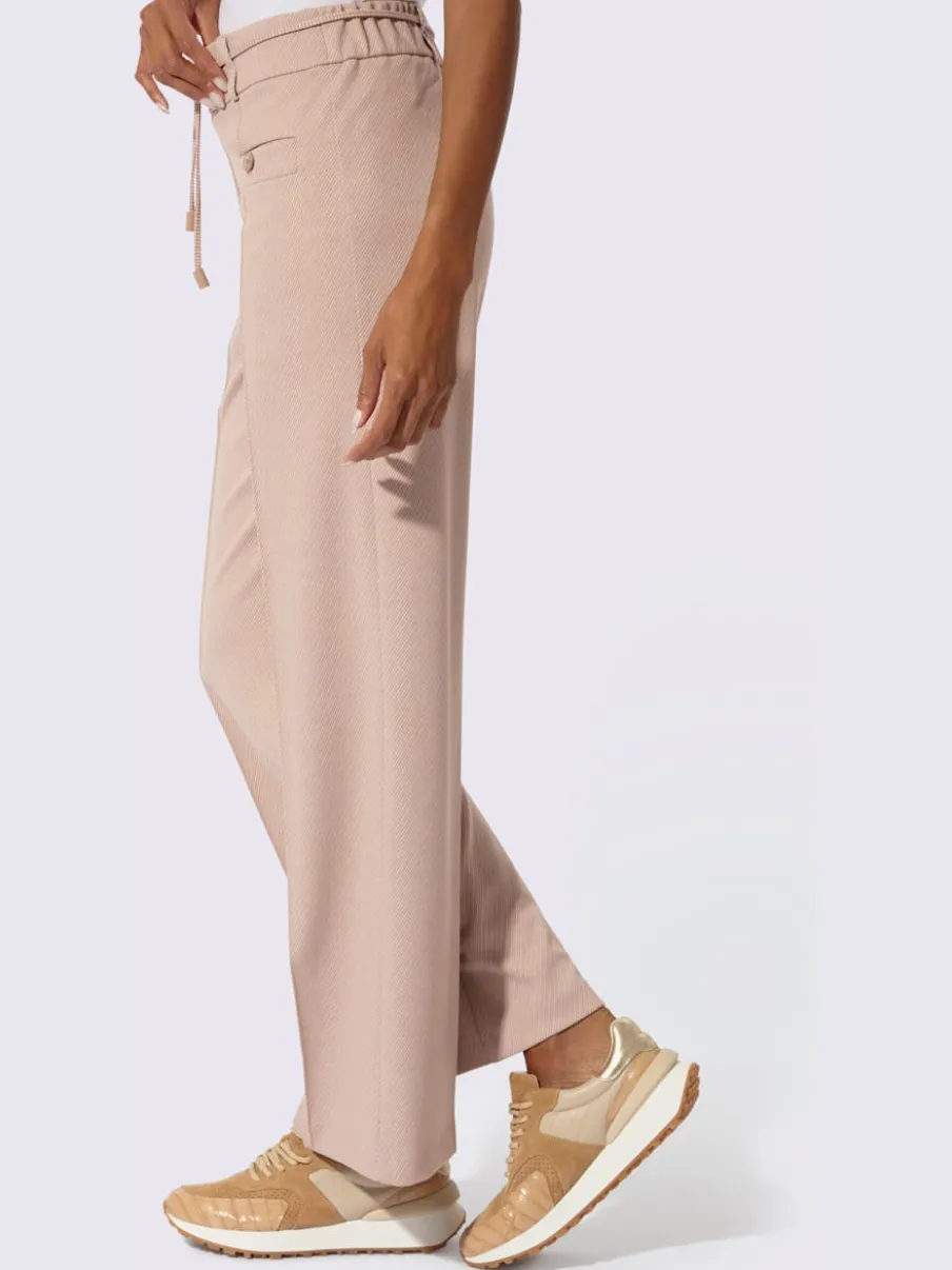 Pantalon en jersey taille haute avec ceinture élastique et poches
